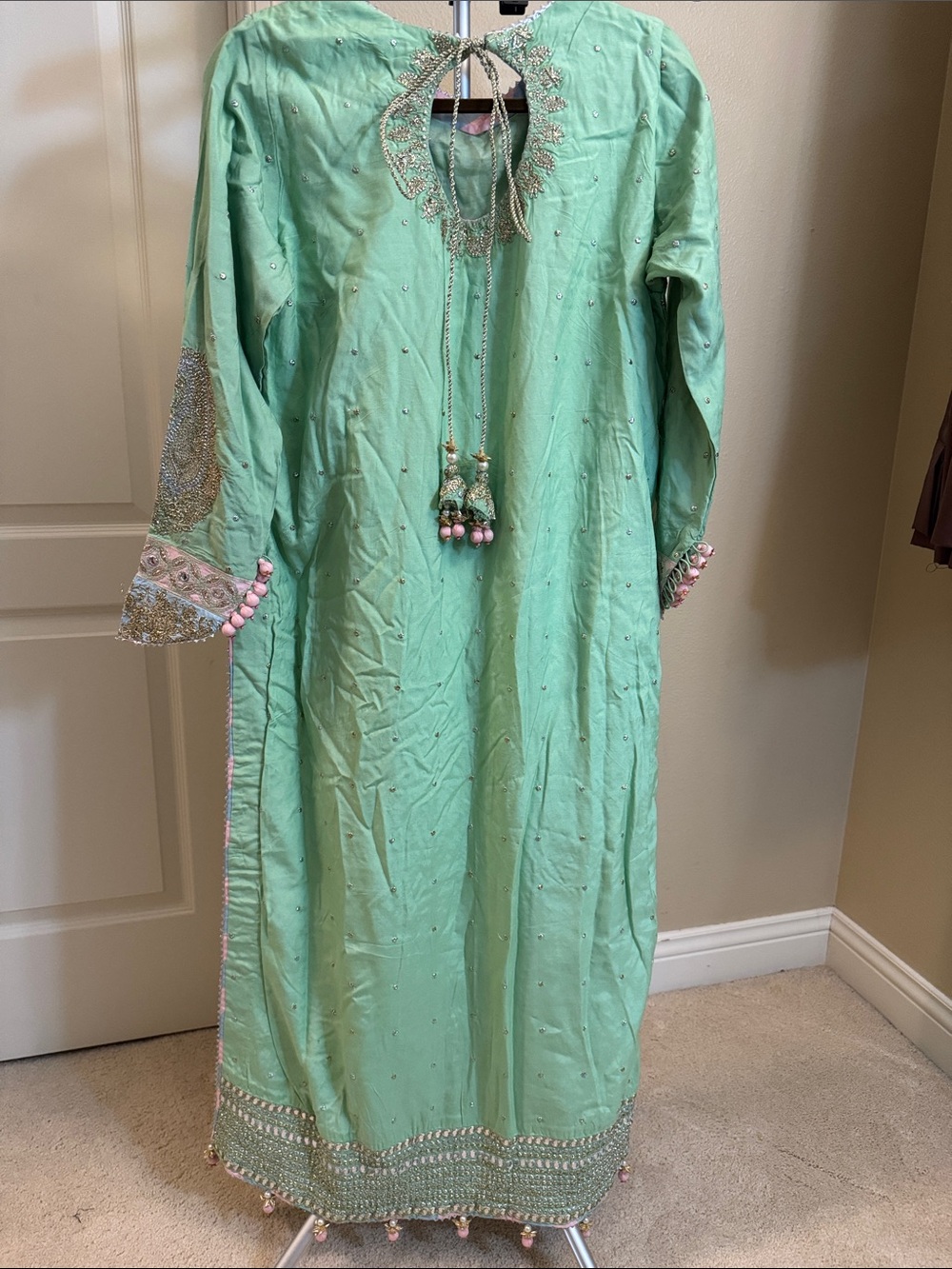 Khaadi Khaas mukaish work gorgeous pastel colors embellished dress. Size 14 - Picture 9 of 16